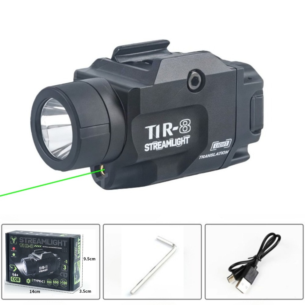 Timing Light Gun - 800ルーメンピストル戦術用LED懐中電灯、赤/緑ドットLEDストロボガンライト、屋外撮影用20mmレールに適合