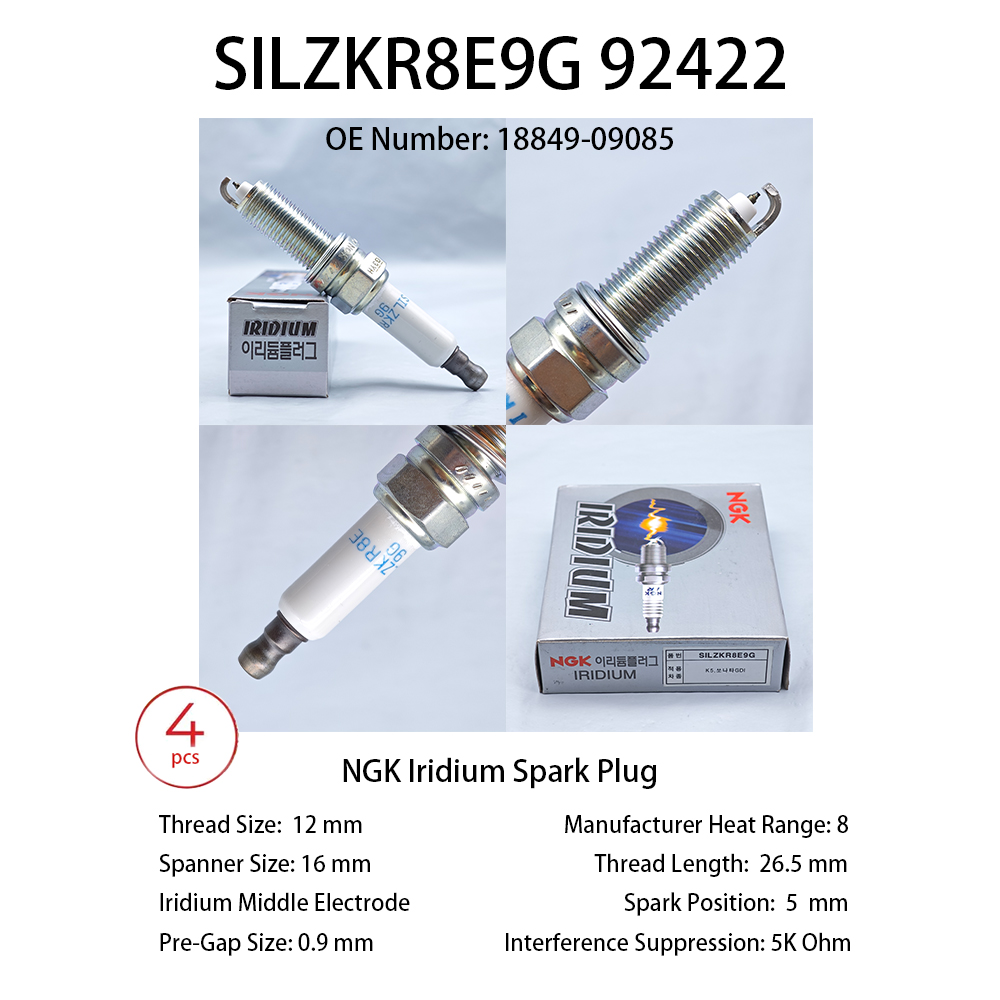 Ngk Spark Plug Laser Iridium - Ngkレーザーイリジウムスパークプラグ,オリジナル,エンジンコードg4kh,silzkr8e9g,OEM 18849-09085 1884909085, 4個