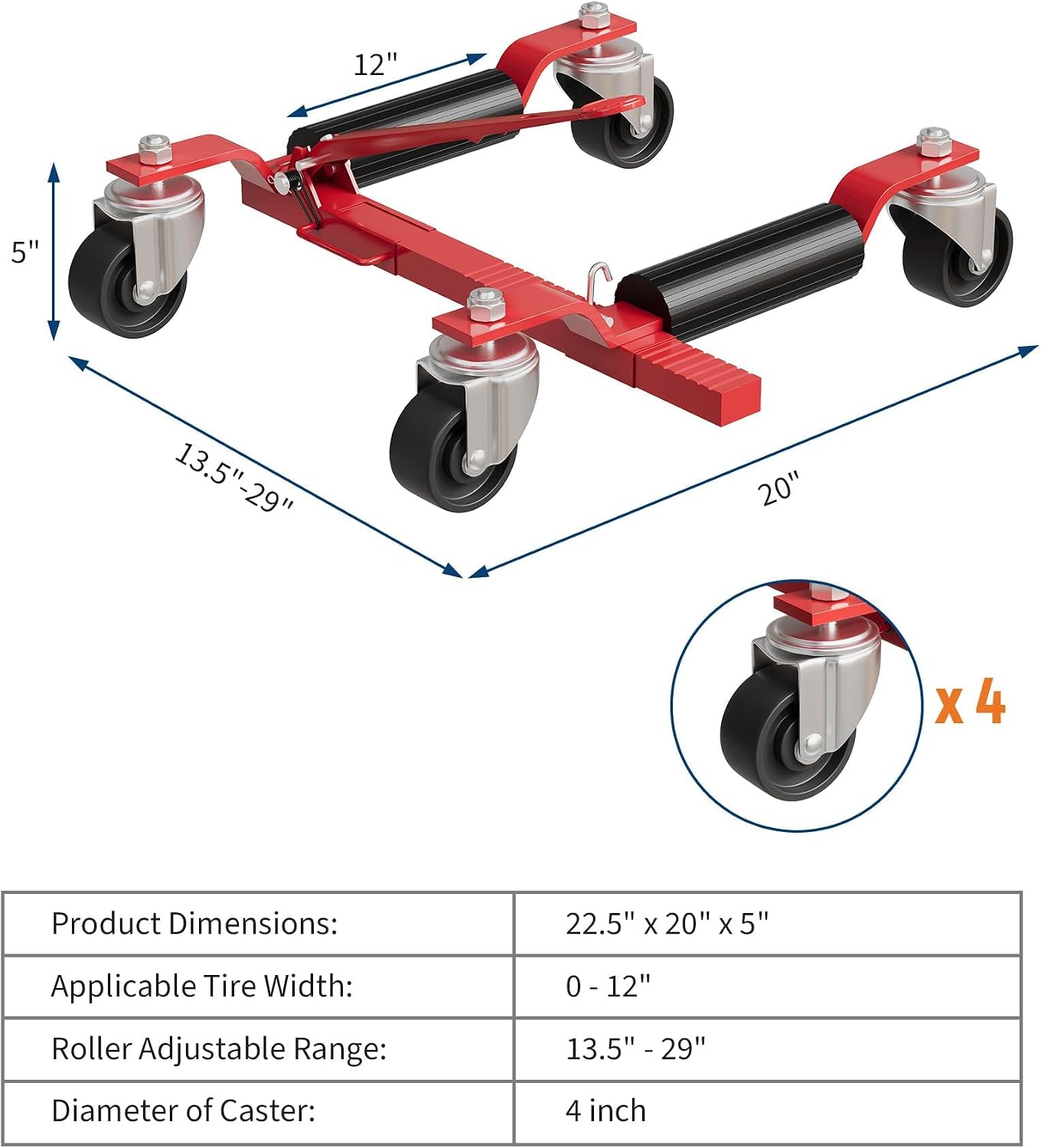 Tacleekii 2個セット 車用ホイールドリー ジャッキ - Car Jack のレビューと価格